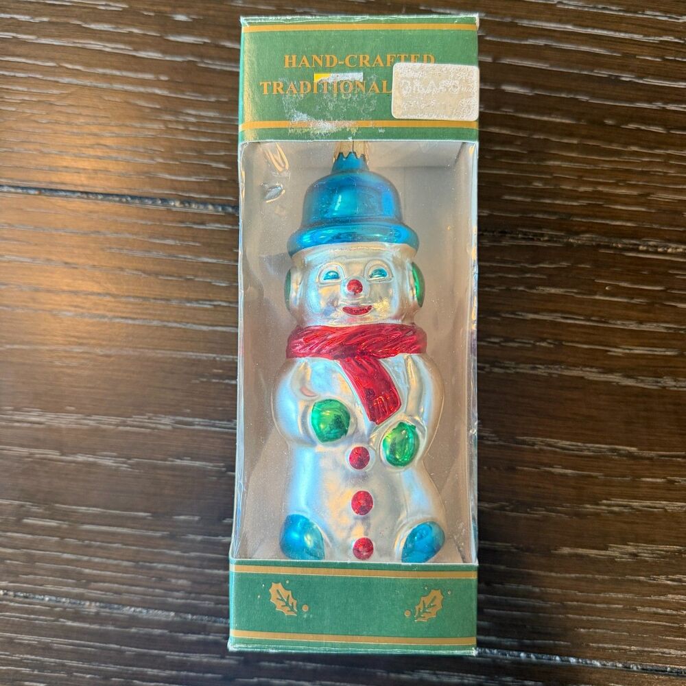 Kurt Adler Vintage Blown Glass Ornament Snowman with Box